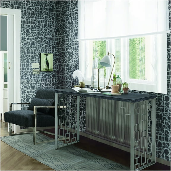 JERFIT Modern Console Table with Metal Base, Sofa Table for Entryway, 60" Long Hallway Table, Black