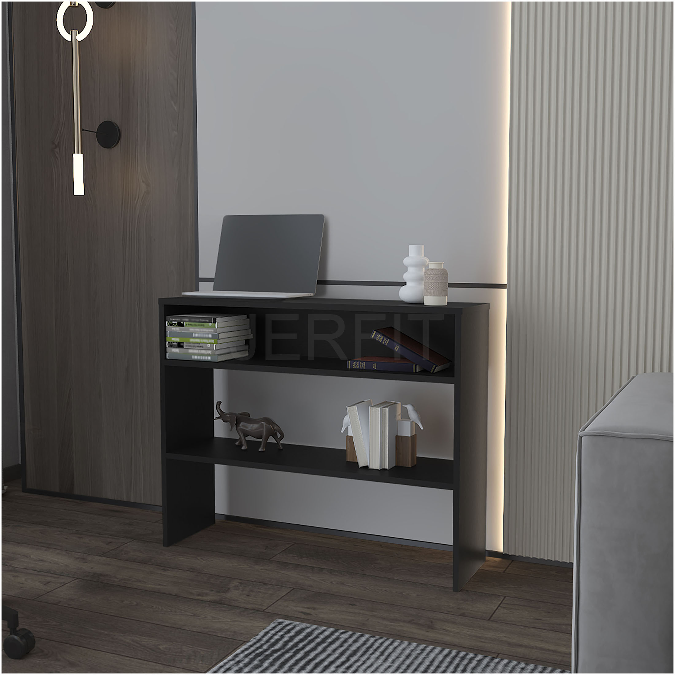 JERFIT Modern Console Table with Open Shelves, Sofa Table for Living ...