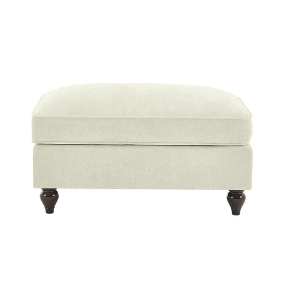 JERFIT Modern Convertible Ottoman with Removable Ruffle Skirt, Soft Chenille Storage Footstool for Living Room, Beige and White Accent