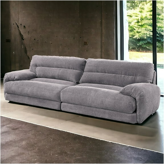 JERFIT Modern Convertible Pull Out Sofa Bed Recliner with Cup Holders, Corduroy Fabric, 3-Seater for Living Room, Orange