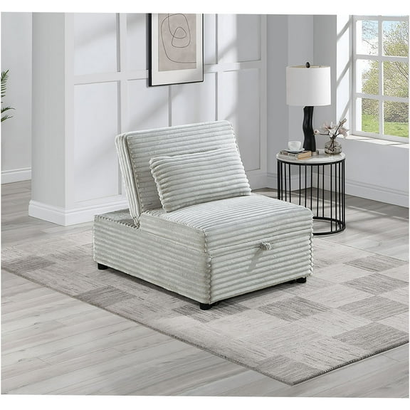 JERFIT Modern Convertible Sofa Chair Bed with Pull-Out Mechanism, Wide-Welt Corduroy Upholstery, Grayish Accent