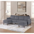 thumbnail image 1 of JERFIT Modern Corduroy 4-Seat Sectional Sofa with Dual Chaises, Dark Gray Fabric Couch for Living Room, 1 of 7