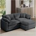 thumbnail image 1 of JERFIT Modern Corduroy Loveseat Sofa with Ottoman, Grey 2-Seater Couch for Small Spaces, Compact Apartment Living Room Furniture, 1 of 10