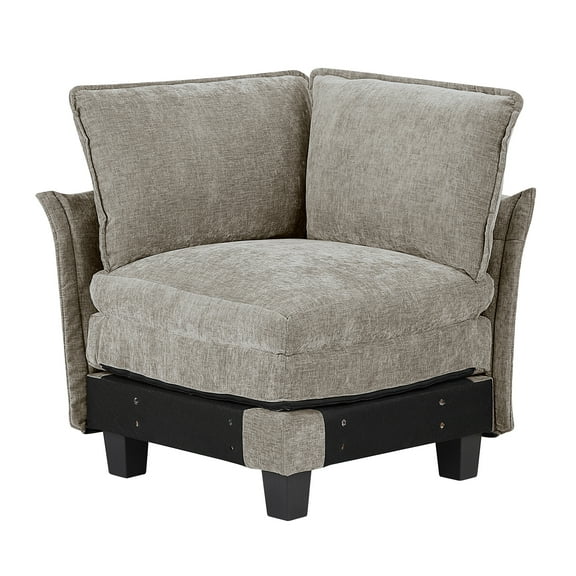 JERFIT Modern Corner Chair with Reversible Cushion, Chenille Fabric Upholstered Accent Chair for Living Room, Brown Gray Contemporary Seat