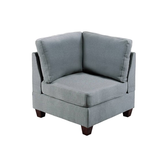 JERFIT Modern Corner Sofa Wedge with Cushion, Grey Fabric Upholstery, Wooden Legs for Living Room, Sectional Ottoman Chaise