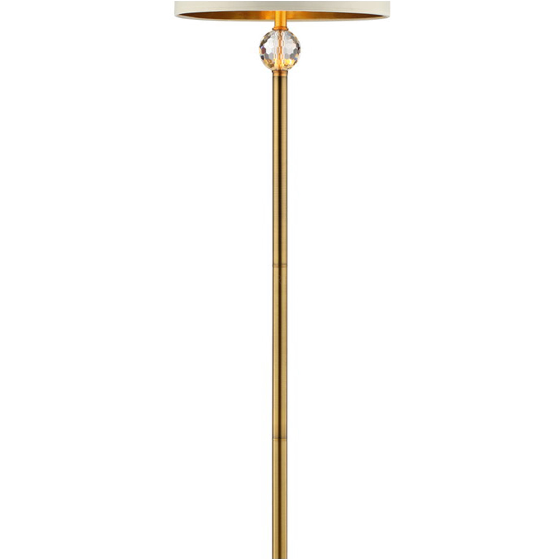 JERFIT Modern Crystal Orb Floor Lamp with Drum Shade, Gold Metal Column, LED Compatible for Living Room Bedroom