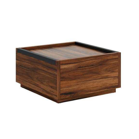 JERFIT Modern Dark Brown Coffee Table with Drawers, Engineered Wood Console Table for Living Room, Sofa Table with Storage, 31" L x 31" W x 16" H, Contemporary Design