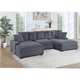 thumbnail image 1 of JERFIT Modern Dark Gray 5-Piece Modular Sectional Sofa Set with Ottomans, Plush Corduroy Fabric, Reversible Chaise Lounge for Living Room, 1 of 10