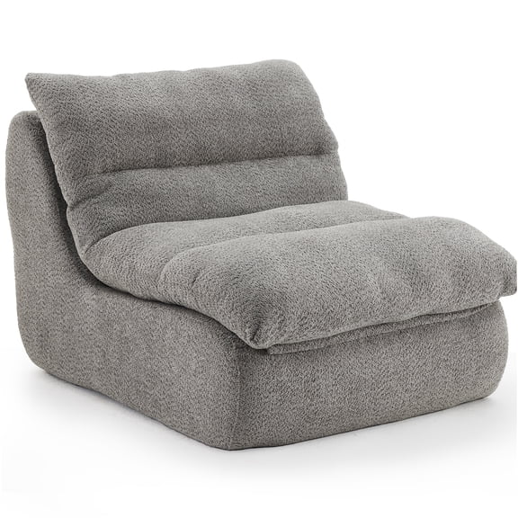 JERFIT Modern Ergonomic Armchair Sofa with Cushioned Seat, Gray Upholstered Accent Chair for Living Room, Bedroom, Office