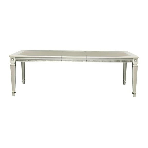 JERFIT Modern Extendable Dining Table with Silver Finish & Acrylic Details for 8 Seater Dining Room Furniture