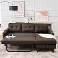 thumbnail image 1 of JERFIT Modern Fabric Sofa with Storage Ottoman, Brown 3-Seater Couch for Living Room, Comfortable Convertible Lounge Sleeper Sectional with Thick Foam Cushions, 1 of 10