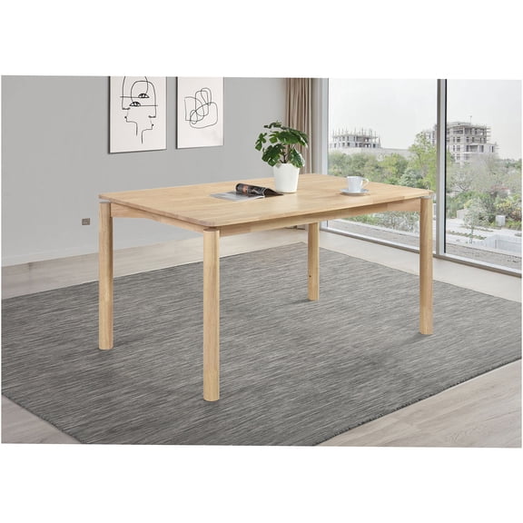 JERFIT Modern Farmhouse Dining Table for 4, White Wash Rectangular Wooden Kitchen Table, Mid-Century Modern Style