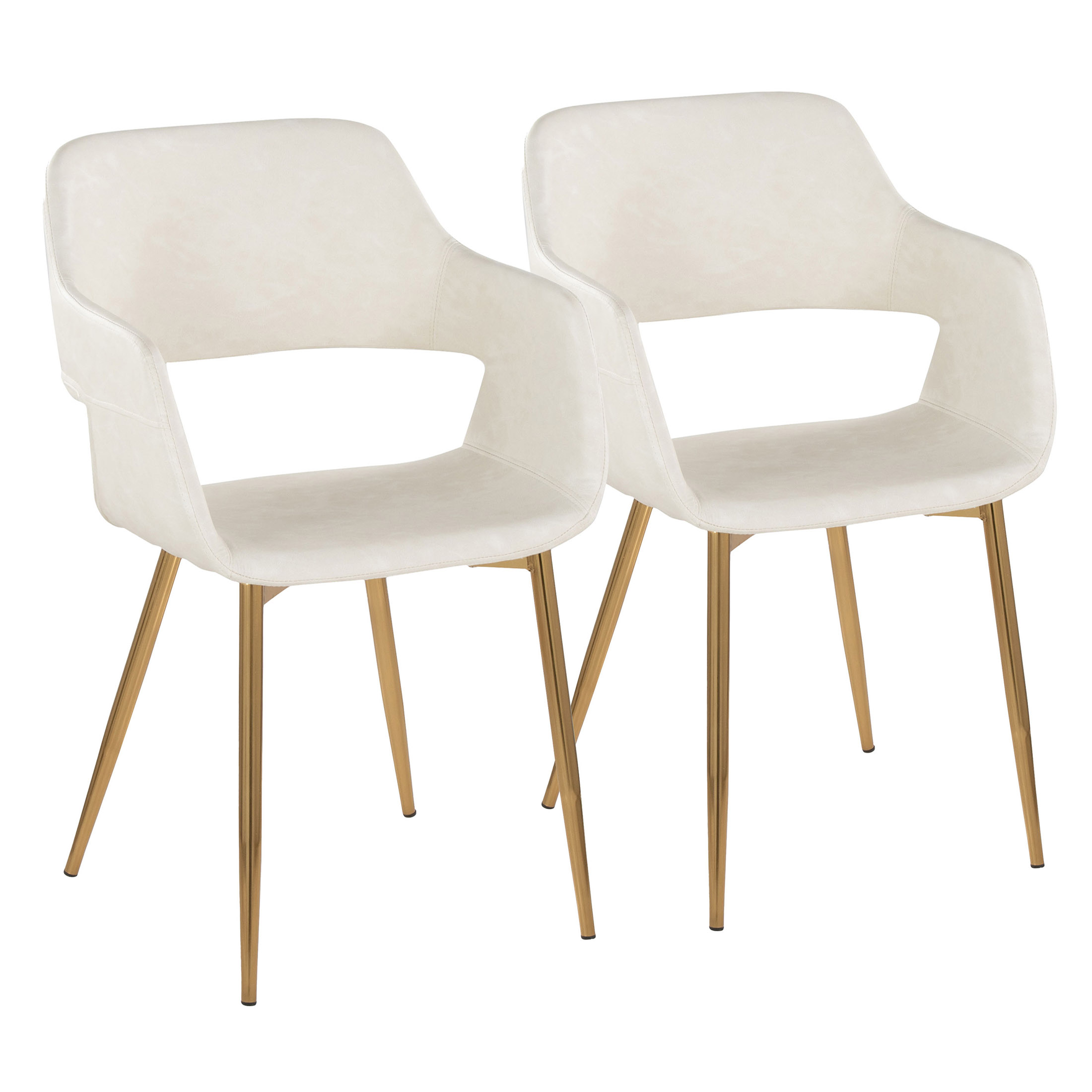JERFIT Modern Faux Leather Dining Chairs Set of 2, Cream Upholstered ...
