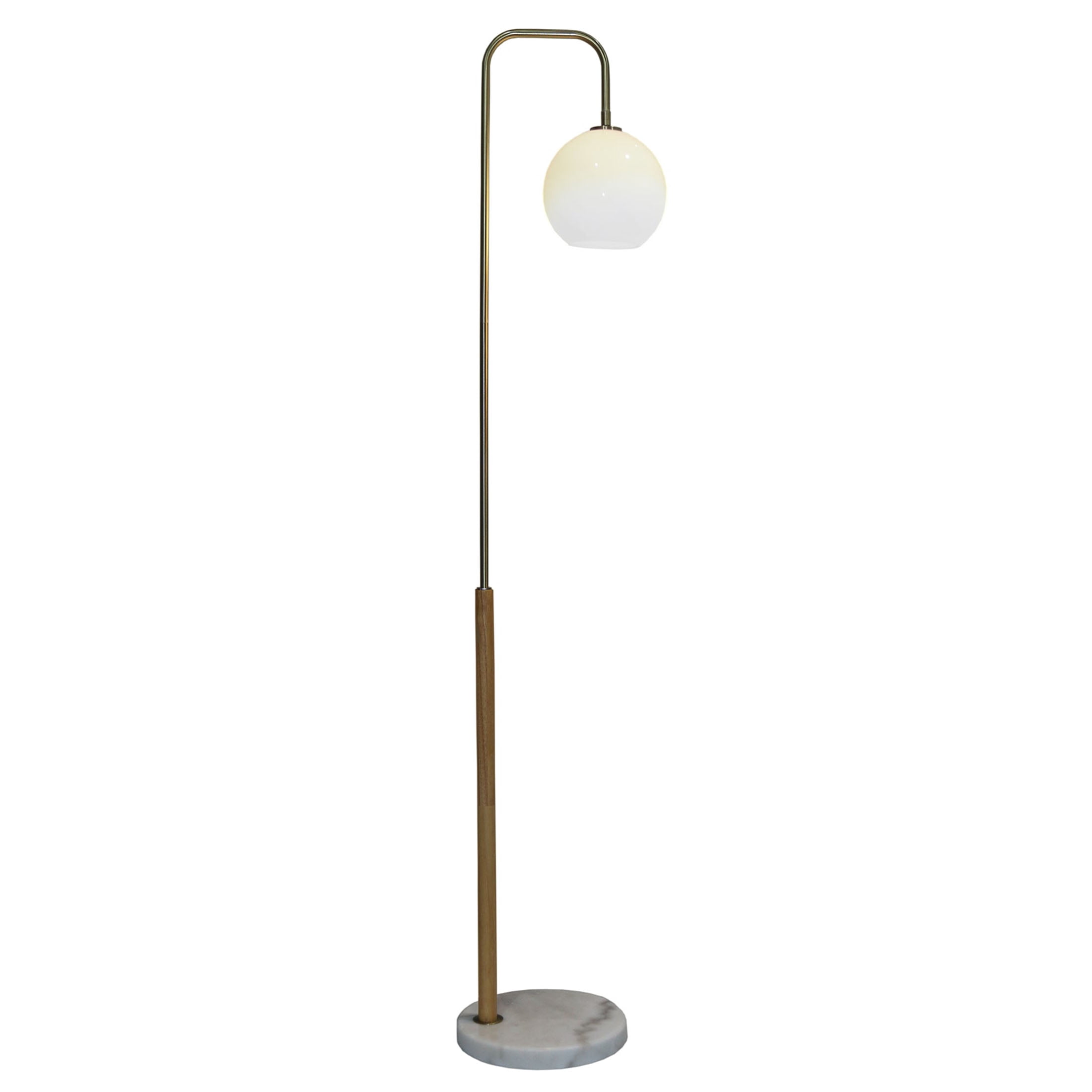 JERFIT Modern Floor Lamp for Living Room, Tall Corner Standing Light with White Marble Base and Shade, Warm Ambient Illumination for Bedroom Office Reading Nook, Plug-In 110V