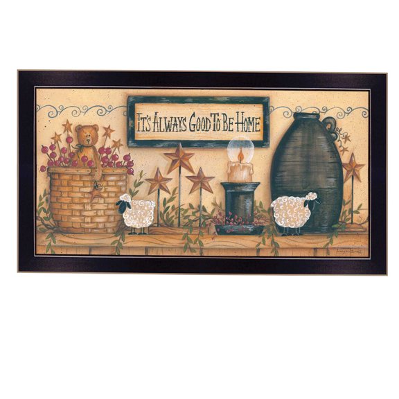 JERFIT Modern Framed Wall Art "It's Always Good to Be Home" Print, Ready to Hang Multicolor Poster with Black Frame for Living Room, Bedroom Decor