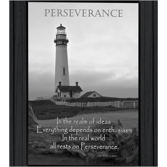 JERFIT Modern Framed Wall Art Print "Perseverance" Grayscale, Large Ready to Hang Minimalist Black Frame for Living Room Bedroom Office Decor