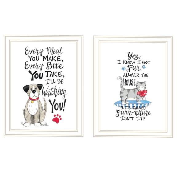 JERFIT Modern Framed Wall Art Set of 2, Multicolor Animal Print Canvas Pictures for Living Room Bedroom Decor, Wood Frame Home Accents