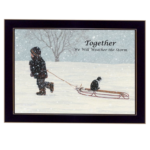 JERFIT Modern Framed Wall Art "Together" Print, Black Frame Ready to Hang, Multicolor Bonnie Mohr Inspired Canvas Poster for Living Room, Bedroom, Office Decor