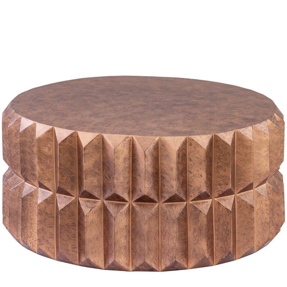 JERFIT Modern Geometric Faceted Coffee Table, Antique Copper Finish for Primary Living Spaces