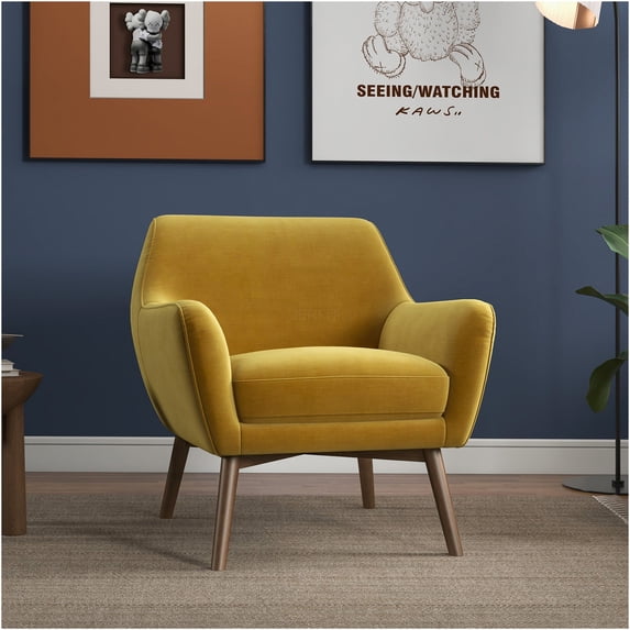 JERFIT Modern Gold Velvet Accent Chair with High Back, Upholstered Lounge Chair for Living Room, Bedroom, Reading Nook