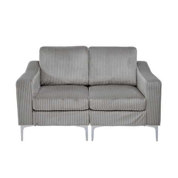 JERFIT Modern Gray Corduroy Modular 2-Seater Sofa, Soft Sectional Couch with Sturdy Frame for Living Room, Apartment