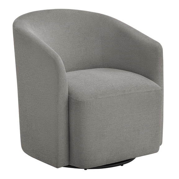 JERFIT Modern Gray Fabric Swivel Barrel Chair with Cozy Cushion, 360 Degree Swivel Accent Chair for Living Room, Apartment, Office