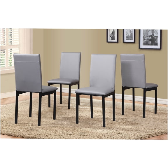 JERFIT Modern Gray Faux Leather Dining Chairs Set of 4, Metal Frame Kitchen Side Chairs for Breakfast Nook, Casual Restaurant Style