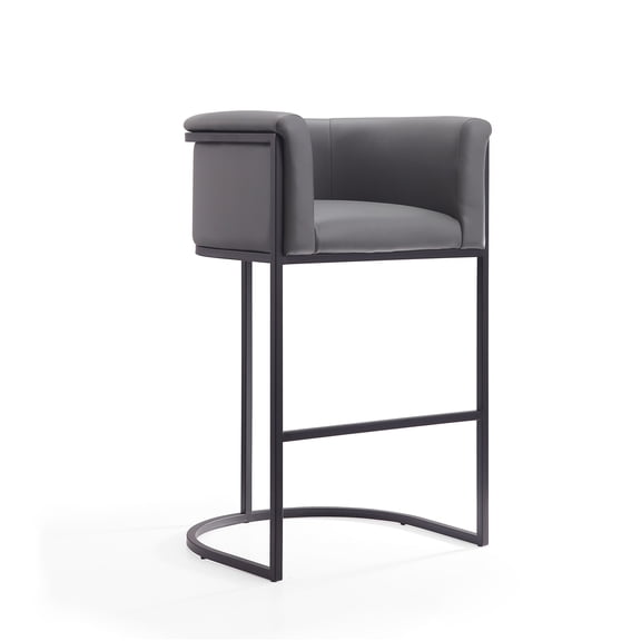 JERFIT Modern Gray Metal Bar Stool with Back and Footrest, 29.5" Seat Height, No Assembly Required for Kitchen, Bar, Counter