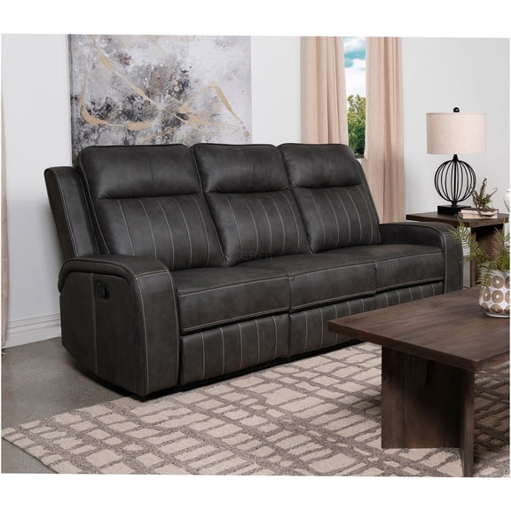JERFIT Modern Gray Power Recliner Sofa with Cup Holders, Upholstered Motion Loveseat for Living Room