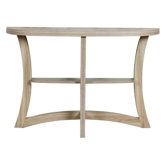 JERFIT Modern Half Moon Console Table with Shelf, Taupe Sofa Table for Entryway, Hallway, Living Room, Bedroom, Narrow Accent Table with Open Bottom Shelf, Space-Saving Design