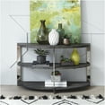 thumbnail image 1 of JERFIT Modern Half Moon Console Table with 2 Shelves, Sofa Table for Living Room, Bedroom, Entryway, Charcoal Grey & Metal, 1 of 5