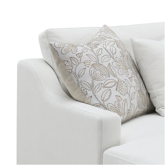 JERFIT Modern Ivory Chenille 4-Seat Sectional Sofa with Reversible Cushions and 4 Decorative Pillows for Living Room