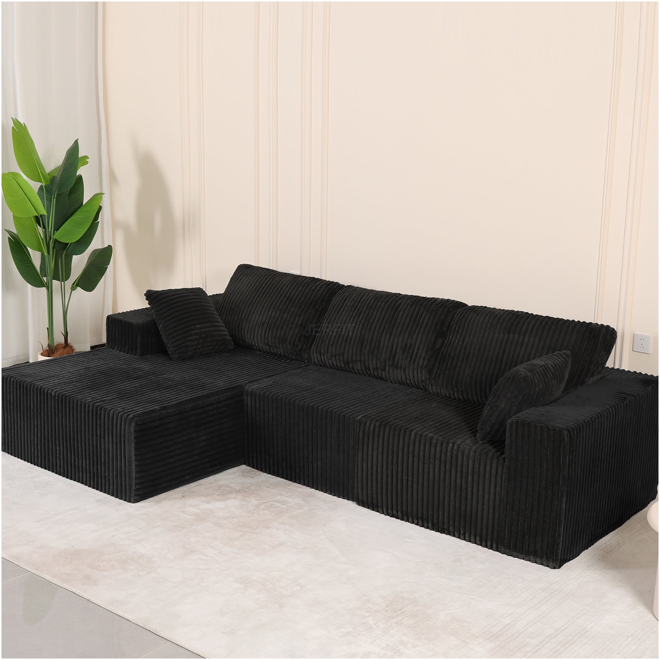 JERFIT Modern L-Shaped Sectional Sofa with Chaise, 3-Seater Cloud Couch ...