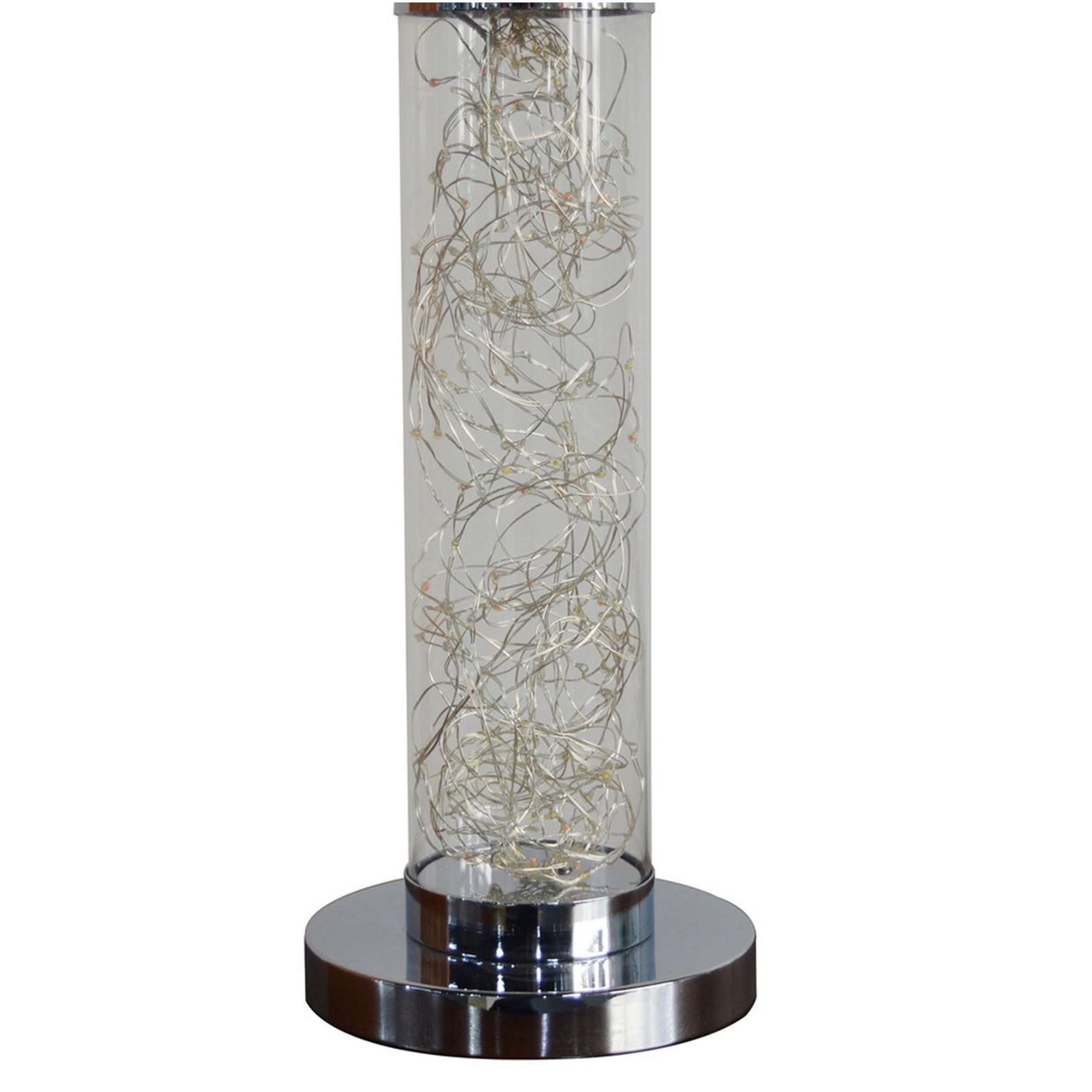 JERFIT Modern LED Floor Lamp with Exposed Rope Design, Silver Metal Column Light for Living Room, Bedroom, Office