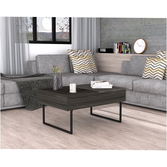 JERFIT Modern Lift Top Coffee Table with Storage, Multicolor Wood Finish, 40.94" Laptop Desk & Hidden Compartment, Sturdy Metal Legs for Living Room