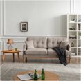 thumbnail image 1 of JERFIT Modern Linen Sofa with Pillows, Beige 2-Seater Couch with Down Filled Cushions for Living Room, Removable Cover, Wooden Frame, 1 of 9