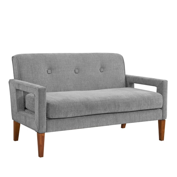 JERFIT Modern Loveseat Sofa for Small Spaces, Gray Chenille Fabric with Pocket Coil Cushions and Solid Wood Legs