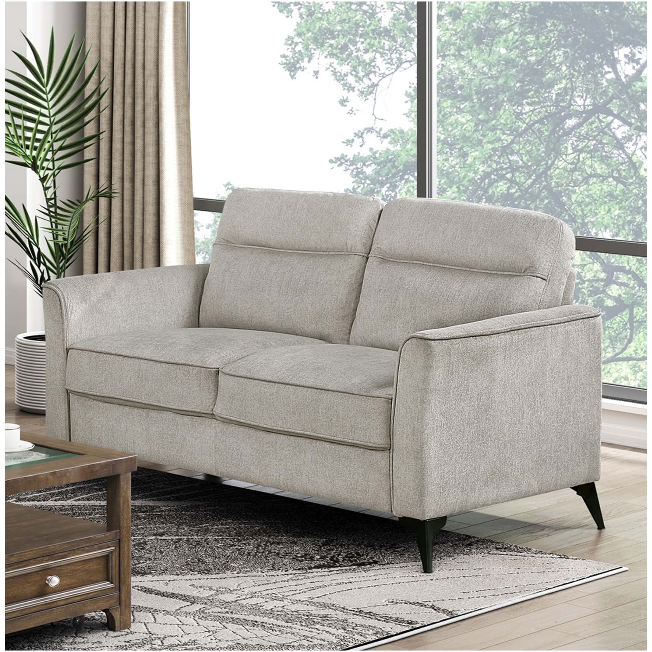 JERFIT Modern Loveseat Sofa for Small Spaces, Tan Microfiber 2-Seater ...