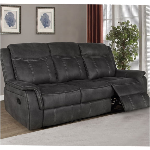 JERFIT Modern Manual Recliner Sofa with Padded Arms, Charcoal Upholstered Fabric Living Room Couch