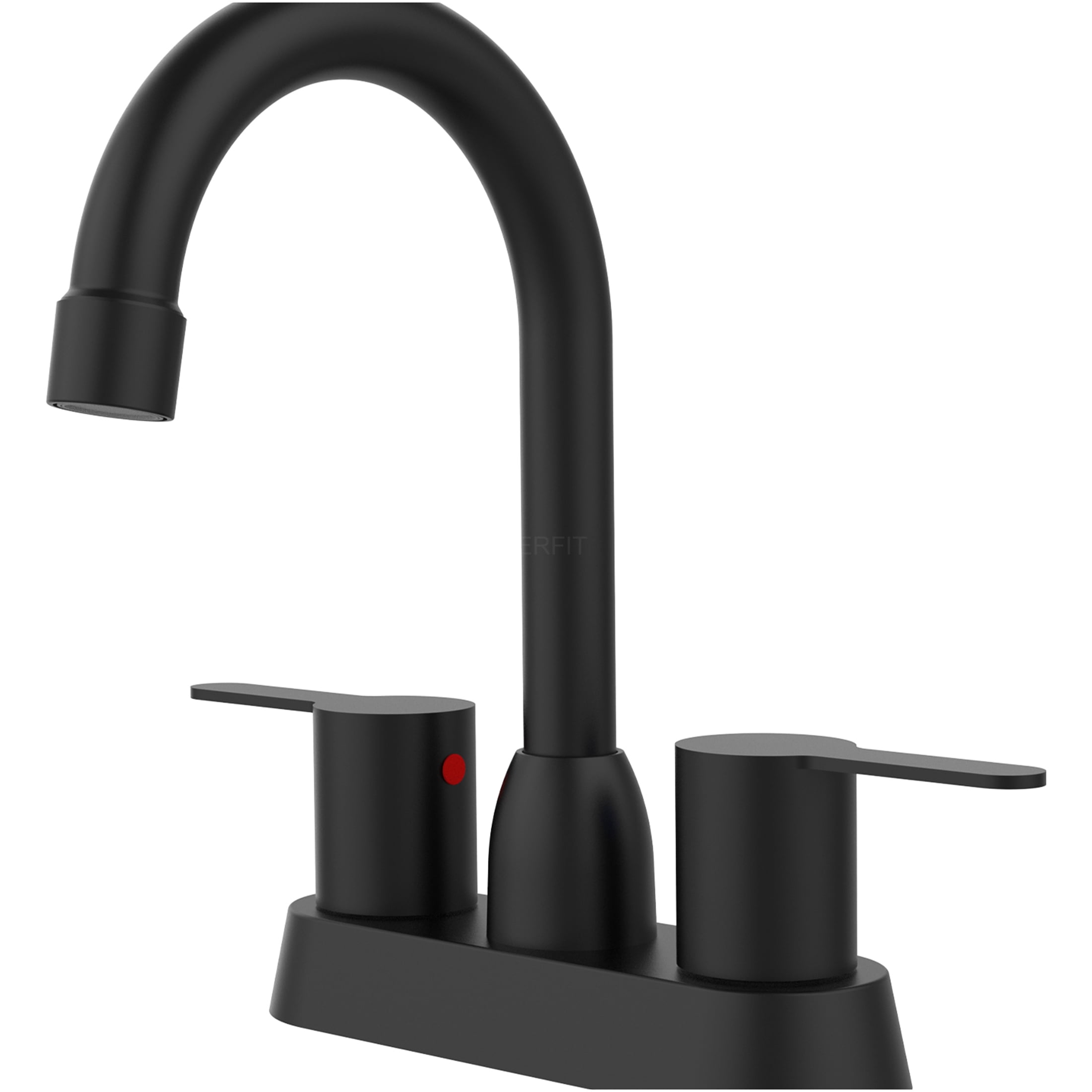 JERFIT Modern Matte Black 2-Handle Centerset Bathroom Sink Faucet for 3-Hole Deck Mount, Brushed Nickel Accents