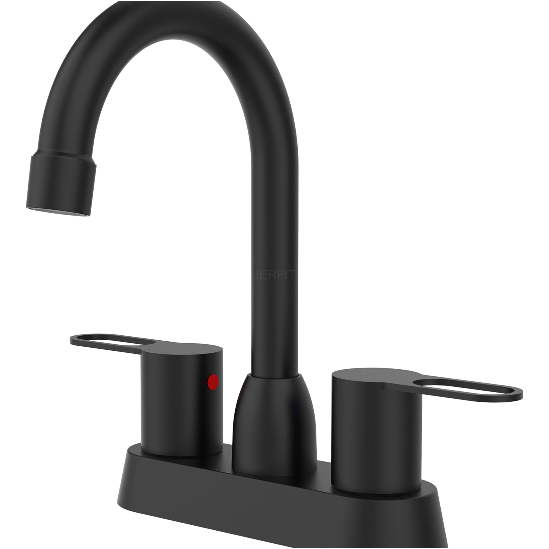 JERFIT Modern Matte Black Bathroom Sink Faucet, 2-Handle Centerset Vanity Faucet for 3-Hole Mount, Solid Brass Construction