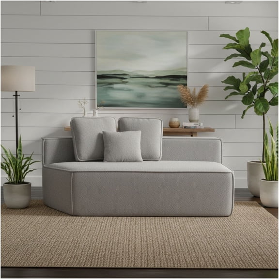 JERFIT Modern Minimalist Teddy Fabric Accent Chair, Plush Single Seater Sofa with Back Cushions for Living Room, Apartment, Grey