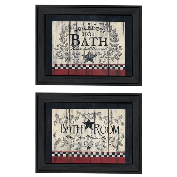JERFIT Modern Multicolor Framed Wall Art "Hot Bath" Print, 2-Piece Set for Living Room, Bedroom, Bathroom Decor, Ready to Hang