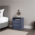 thumbnail image 1 of JERFIT Modern Nightstand with 2 Drawers and Open Shelf, Navy Blue Bedside Table with Scratch-Resistant Melamine Surface, Small Bedroom Storage Cabinet, 1 of 8