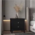 thumbnail image 1 of JERFIT Modern Nightstand with 2 Drawers, Black Wood Finish Bedside Table with 4 Tapered Legs for Bedroom Storage, 1 of 9