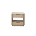 thumbnail image 1 of JERFIT Modern Nightstand with Charging Station, 2-Drawer Beige Bedside Table with Stone Top, Rope Design, Soft-Close Drawers for Bedroom, 1 of 5