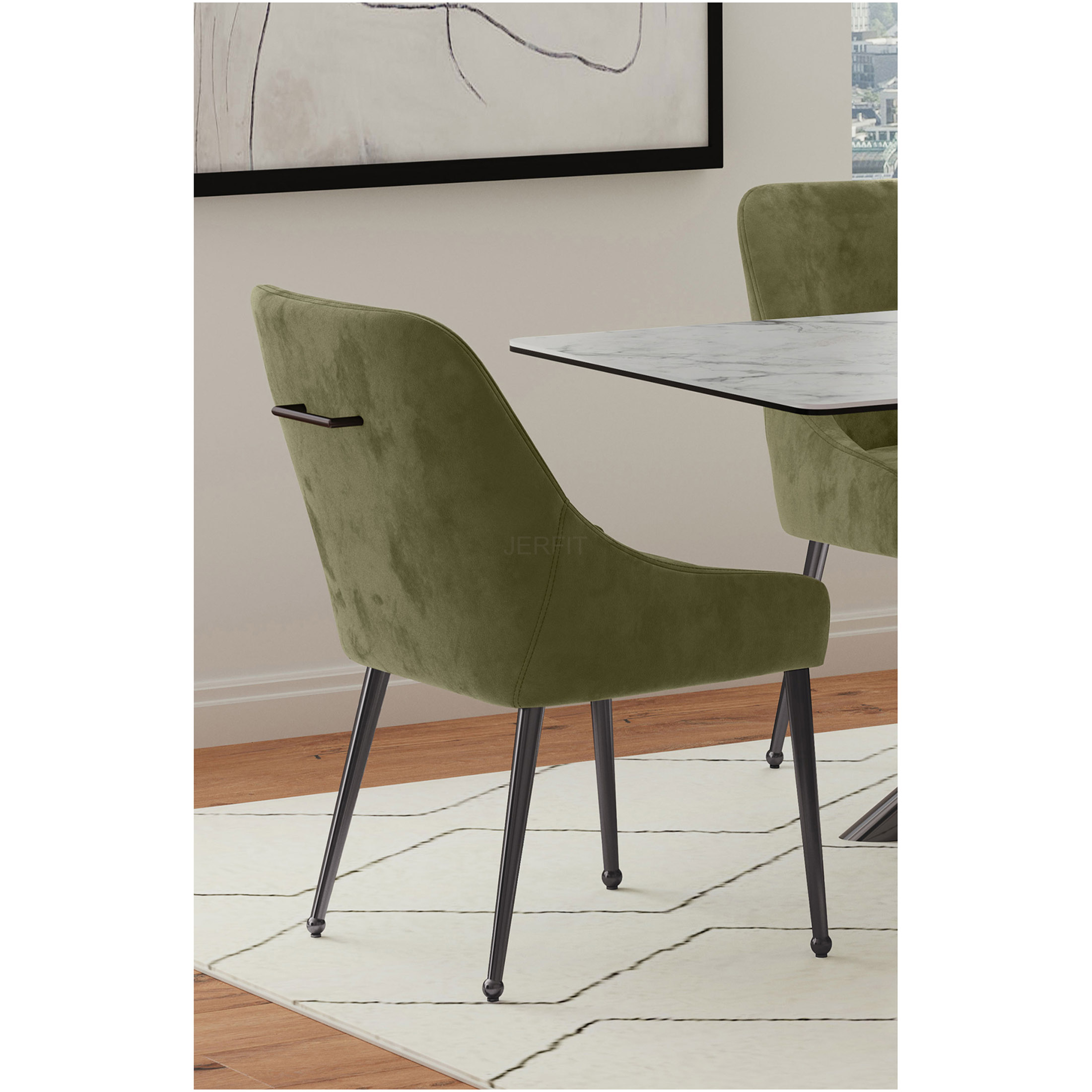 JERFIT Modern Olive Green Upholstered Dining Chairs Set of 2, Side — free download