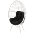 thumbnail image 1 of JERFIT Modern Outdoor Patio Lounge Chair with Removable Cushion, White and Black Wicker Garden Seating for Deck, Poolside, 1 of 7