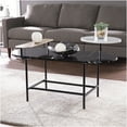 thumbnail image 1 of JERFIT Modern Oval Coffee Table with Storage Shelf, Faux Marble Top and Metal Frame for Living Room, Sofa Table, Black Cocktail Table, 1 of 8