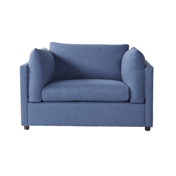 JERFIT Modern Oversized Cuddle Chair with Pillow Back, Plush Navy Fabric Armchair for Living Room, Comfortable Deep Seat Accent Chair